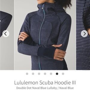 NWOT never worn. Lululemon scuba size 8 Double Dot Naval blue